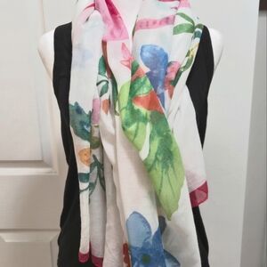 Floral lightweight scarves, lot of 6, coastal colors